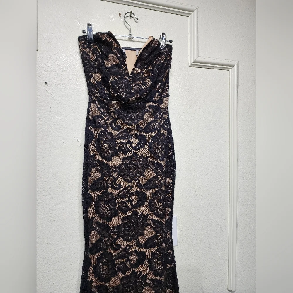 Lulus Sexy Sophistication Black Lace Strapless Trumpet Maxi Dress S Wedding Prom - Picture 8 of 10